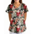 thumbnail image 5 of Garbnen Christmas Scrub Tops for Women V Neck Short Sleeve Womens Business Casual Tops Thanksgiving Holiday Nurse Working Uniforms with Pockets S-5XL, 5 of 5