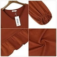 thumbnail image 4 of Ruffle Dress, Mini Dress Elastic Waist V Neck Puff Sleeve Casual Loose Flowy Swing Solid Tiered Short Dress Ruffle Hemline, 4 of 9