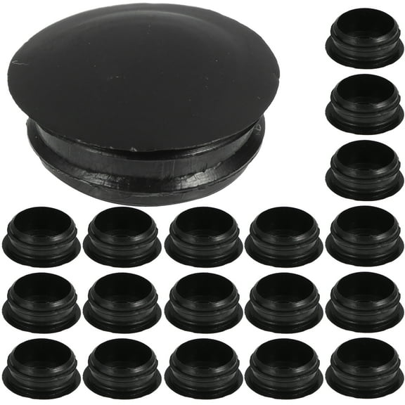 100 Pcs Tube Stopper Cap Furniture Hole Plug Decorative Hole Plugs 2X0.8CM Black