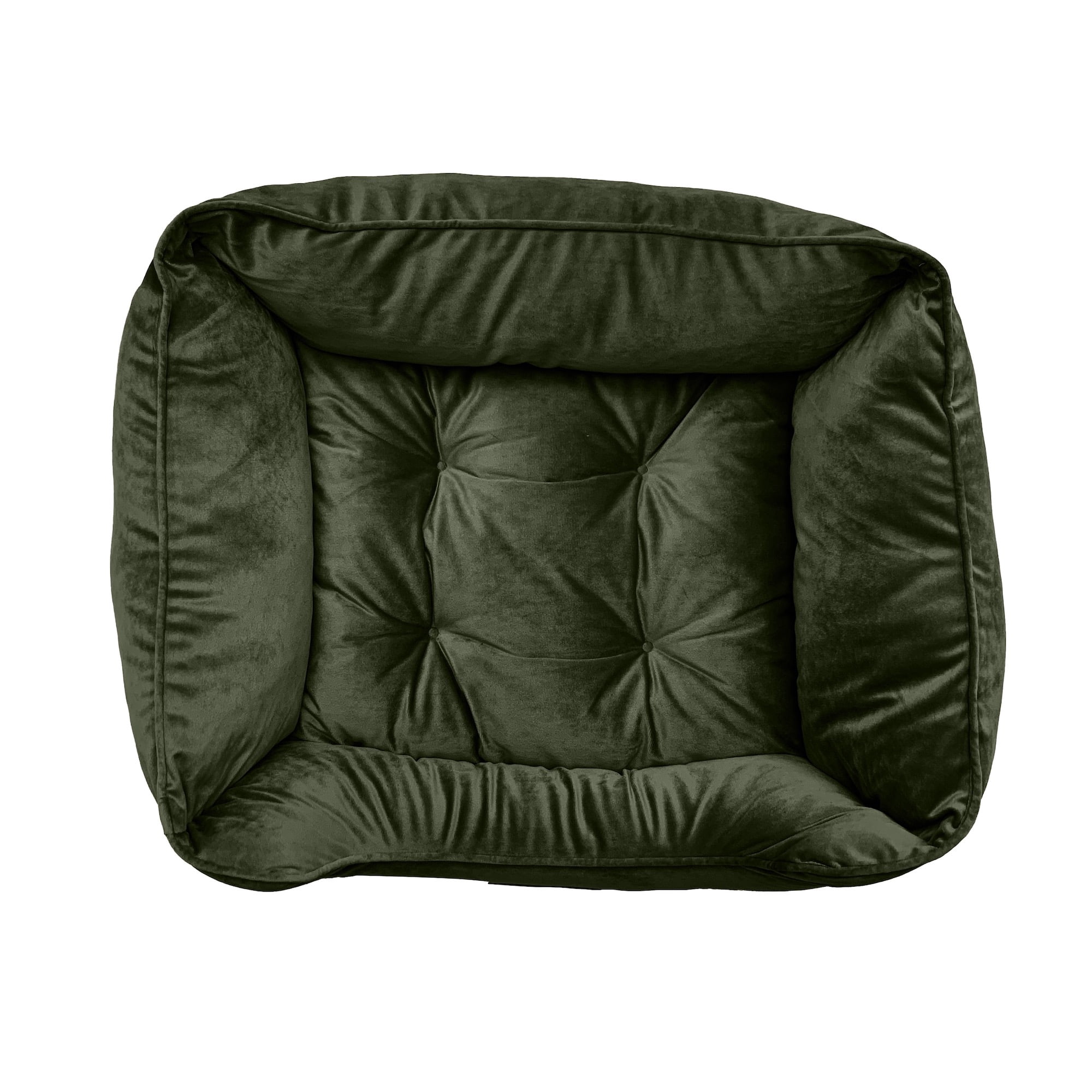 Modern Threads Medium Luxury Velvet Tufted-Style Dog Bed, Forest Green