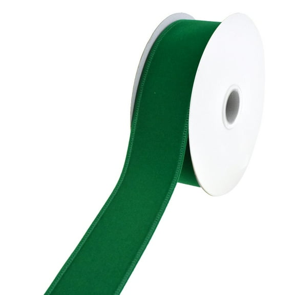 Christmas Velvet Wired Edge Ribbon, 1-1/2-Inch, 10-Yard - Emerald Green
