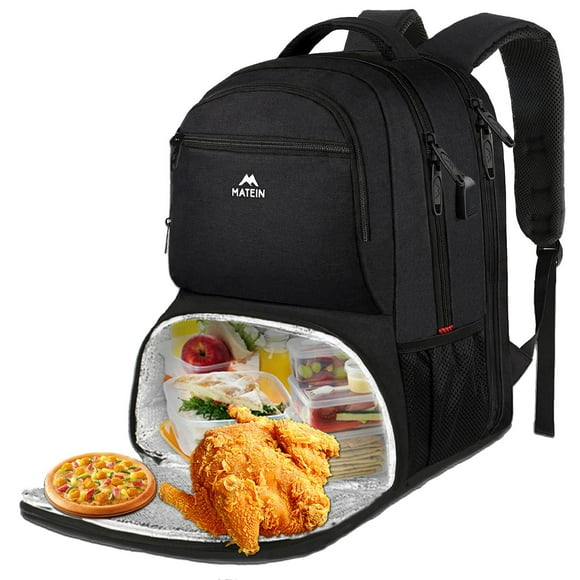 MATEIN Sac à Dos Déjeuner pour Hommes, Sac à Dos Glacière Isolé de 17 Pouces avec Port de Charge USB, Sac à Dos Résistant à l'Eau pour Ordinateur Portable de Voyage