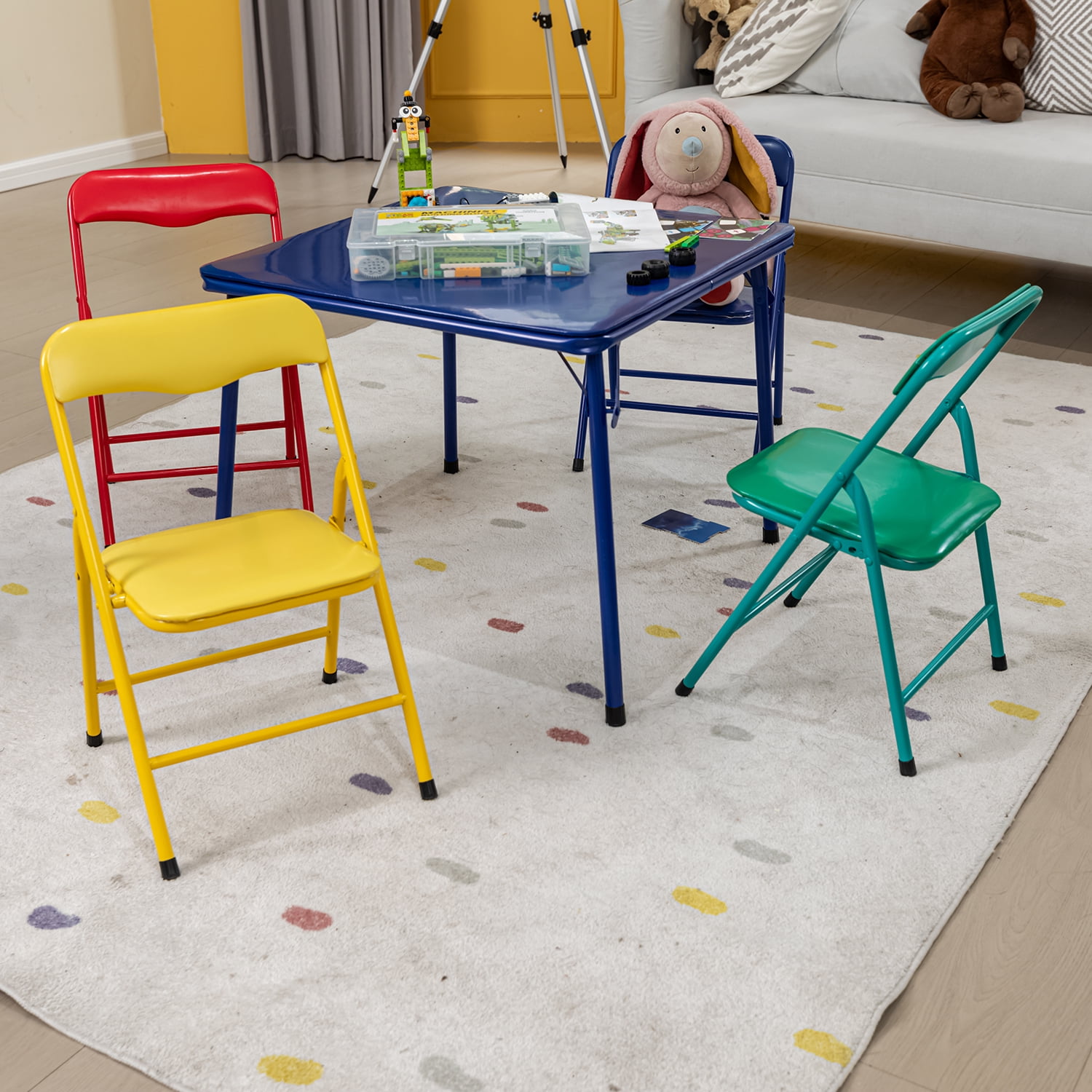 Homy Casa Kids Study Table and 4 Chairs Set for Toddler and Kids