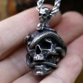 thumbnail image 2 of ZMY Home Gothic Stainless Steel Snake and Skull Pendant Necklace with Long Chain for Men, 2 of 6