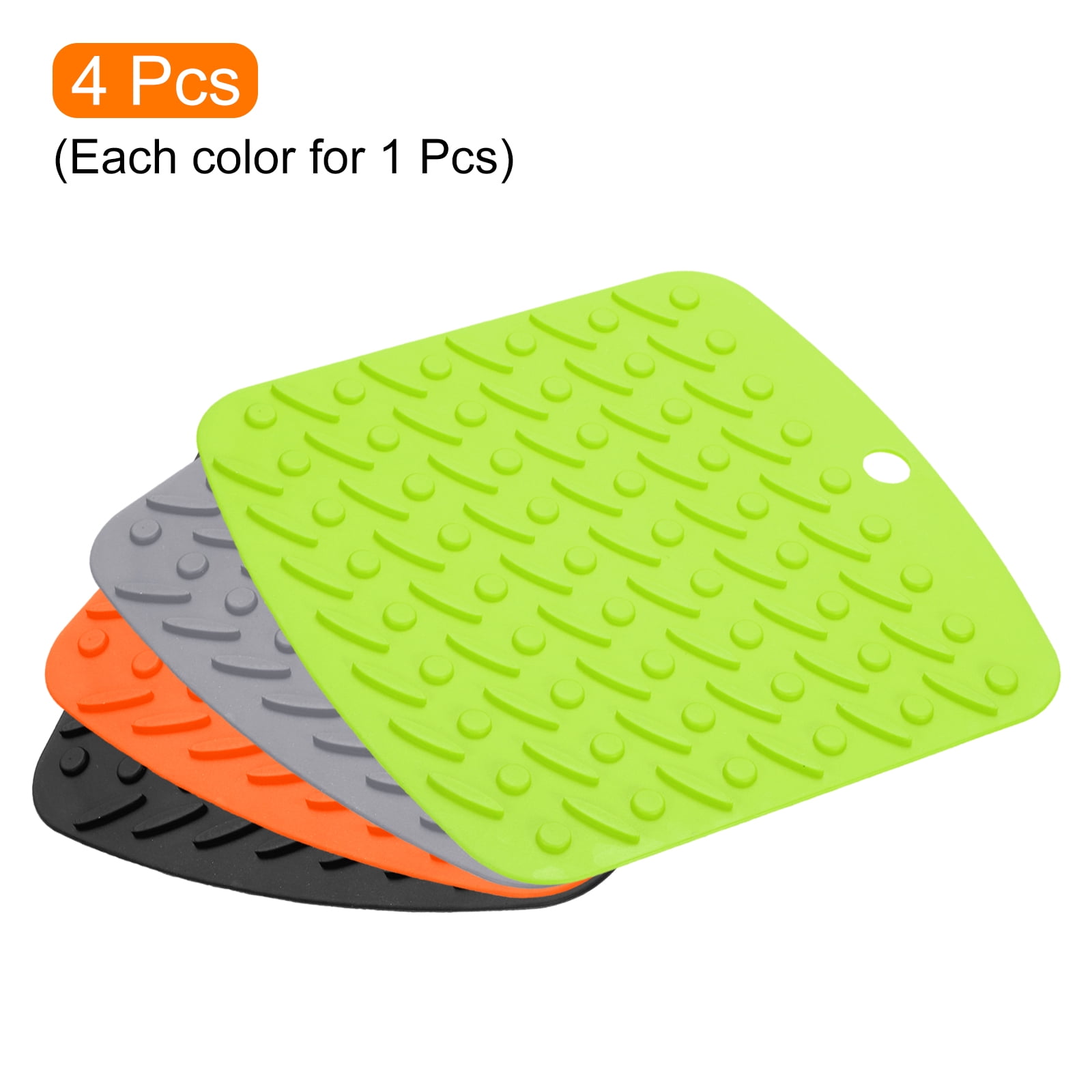 Unique Bargains Silicone Trivet Mats Thermal Pot Coasters 4 Colors