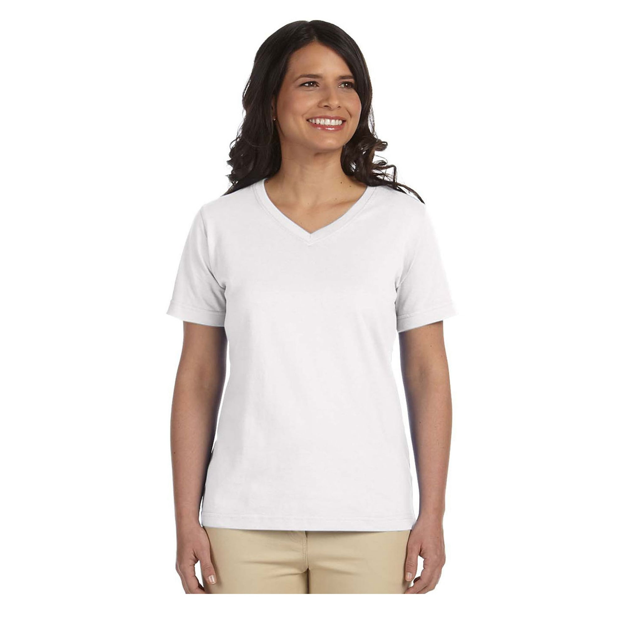 LAT Ladies Combed Ringspun Jersey V-Neck T-Shirt, Style 3587