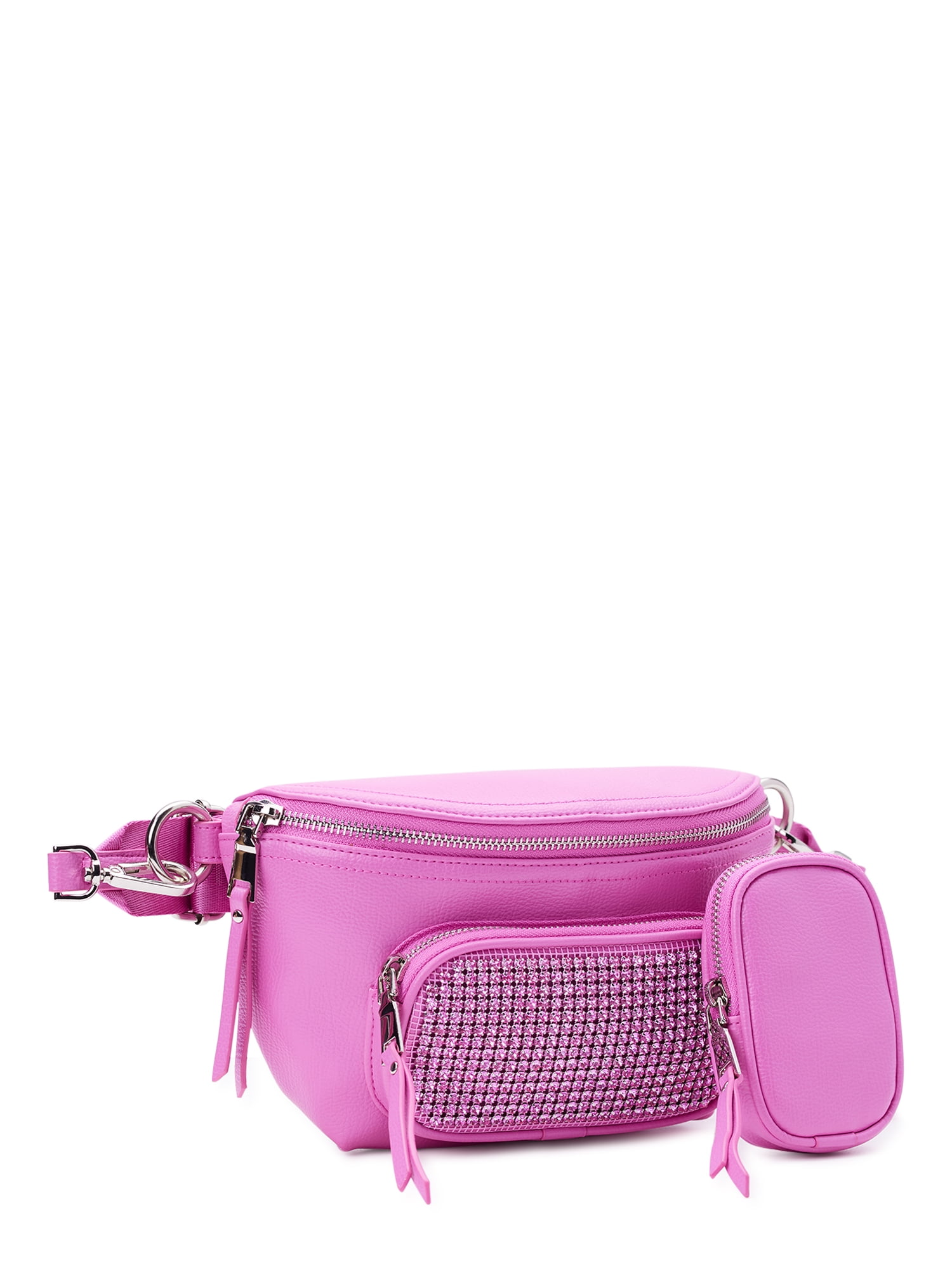 Madden NYC Women's Crystal Fanny Pack Crossbody, Pink