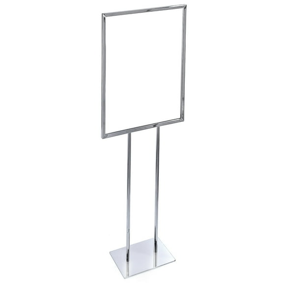 Chrome Panel Poster Stand on Narrow Base