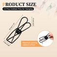 thumbnail image 2 of Uxcell 12Pcs Clothes Pins for Hanging, 1.2" Metal Clothing Clips Heavy Duty Laundry Spring Pegs,  Clothesline Clip Paper Holder Sealer for Holding Clothes, Paper, Food Packages, Black, 2 of 7
