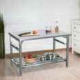 thumbnail image 5 of COZONY 30" X 48" Food Prep Worktable, NSF Stainless Steel Folding Workbench with Adjustable Shelf, Utility Table for Restaurant, Kitchen, Garage, 5 of 5