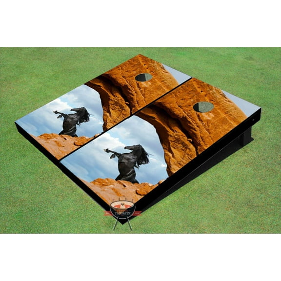 Stone Arch With Horse Theme Cornhole Boards