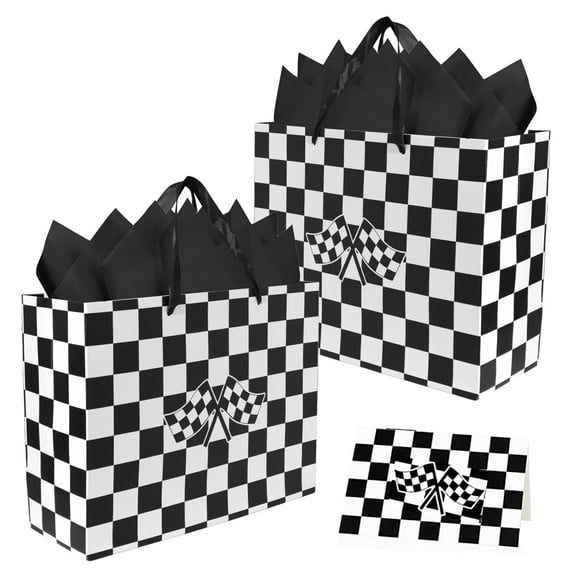 Racing Car Pattern Theme Gift Bags Gift Bags, Wrapping Paper, Greeting Cards Suitable for Birthday Gifts, Holiday Gifts, Parties, Celebration Wishes
