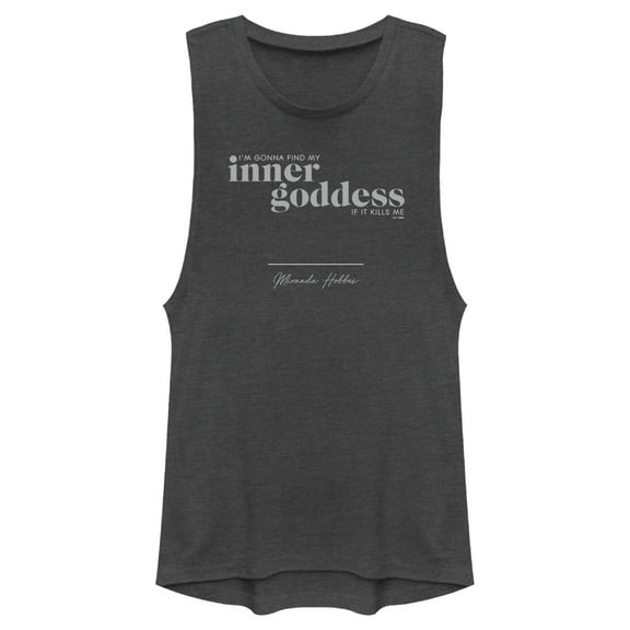 Junior's Sex and the City Miranda Find Inner Goddess  Festival Muscle Graphic Tee Charcoal Medium