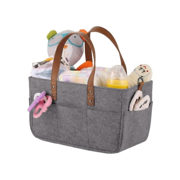 Aihimol Baby Diaper Caddy Organizer Portable Newborn Shower Basket Gifts Storage Changing Wipes Bag Car Nursery Infant Boy or Girl Baby (Dark Grey)