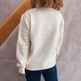 thumbnail image 5 of Striped Sweater for Women Long Sleeve Crewneck Knit Pullover Top White S, 5 of 5