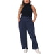 thumbnail image 1 of Pantalones Palazzo de Talla Grande para Mujer GRACE & GRANDEUR, Ajustados, de Cintura Alta, de Pierna Ancha con Bolsillo 4X Azul Marino, 1 of 1