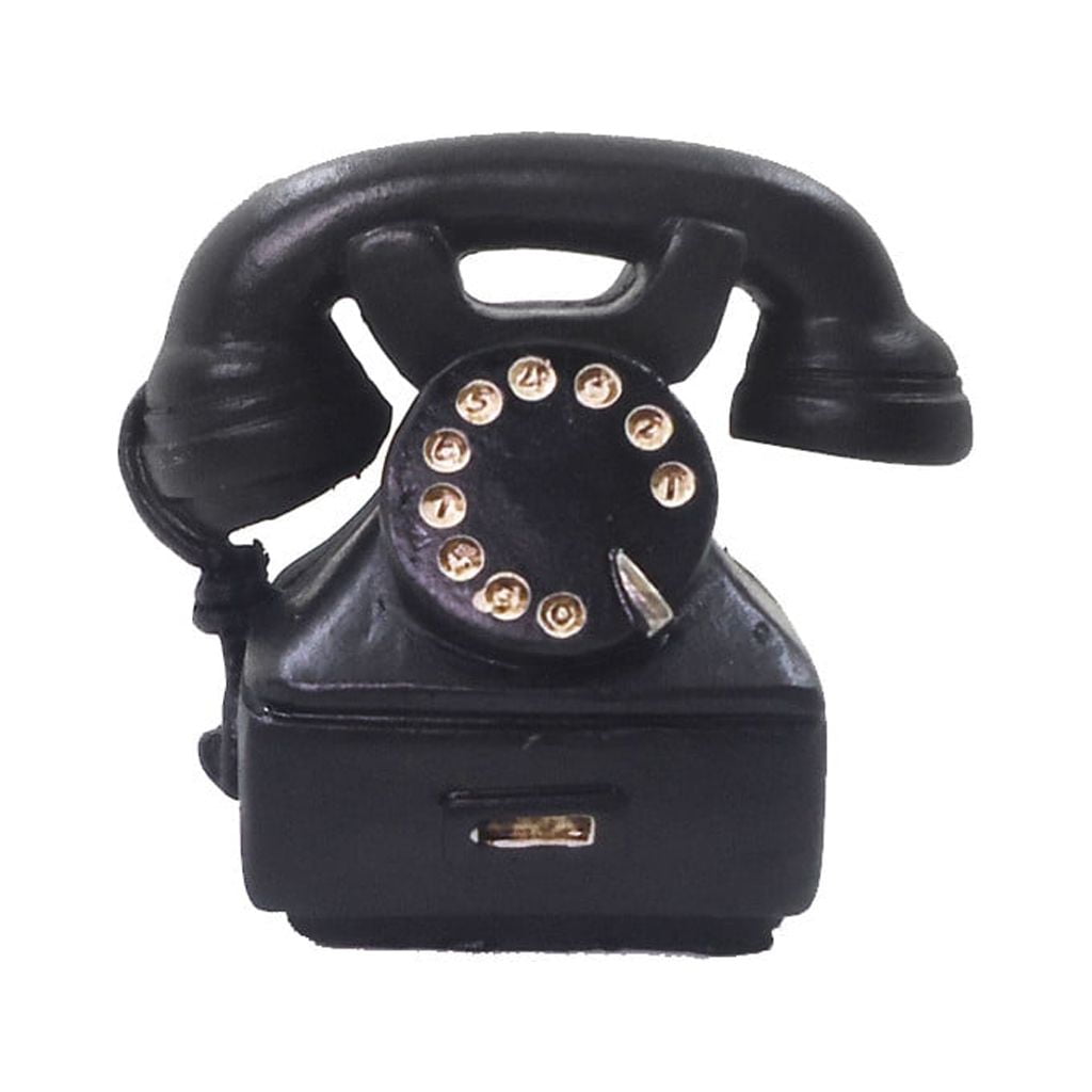 Melody Jane Dollhouse Miniature Black Vintage Telephone - 1:12 Scale Accessory - View #7
