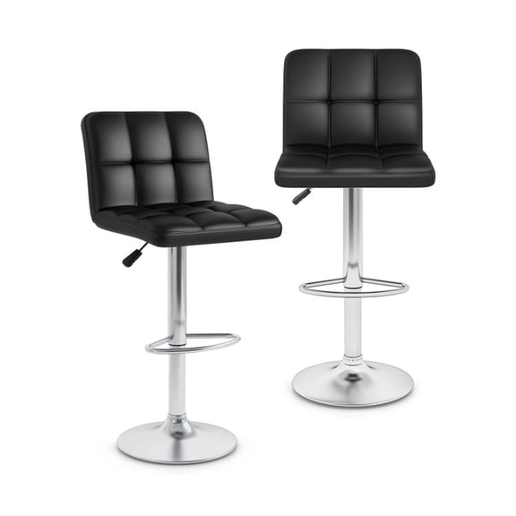 Furnibear Modern Bar Stools Set of 2 with Backrest and Heavy-Duty Metal Base and Footrest for Kitchen Island Counter Seating, Black