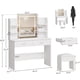thumbnail image 2 of Vanity escritorio con lighted mirror: makeup vanity set con power outlet, cushioned stool, 6 almacenamiento estantes, 2 grande cajones y 3 - color light con adjustable brightness, blanca, 2 of 7