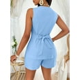 thumbnail image 3 of ZOELNIC Womens 2 Piece Outfits Casual Suit Sets Sleeveless Button Down Blazer Vest Shorts Office Business Matching Set, S, 3 of 4