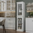 thumbnail image 3 of Palace Imports 100% Solid Wood 16.5" Kitchen Pantry Storage Cabinet with Glass Doors and Adjustable Shelves, White, 3 of 5