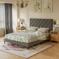thumbnail image 3 of Homall Upholstered Platform Bed Frame, Mattress Foundation, Wood Slat Support, No Box Spring Needed, Queen, Platform Bed Only, Dark Grey, 3 of 7