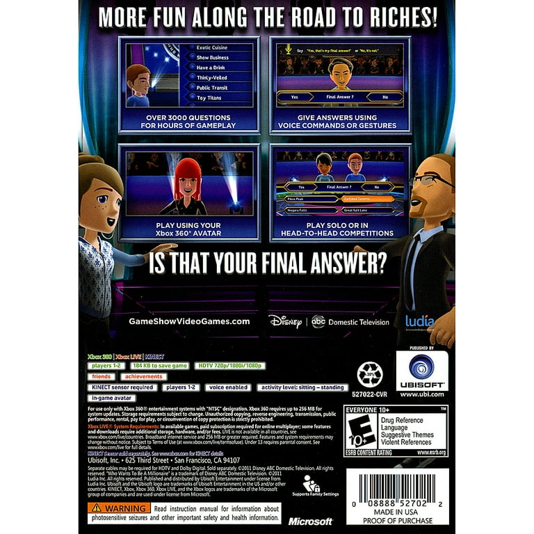 Who wants to be a millionaire xbox 360 clearance
