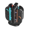 thumbnail image 1 of Station de Recharge Carrée 4-en-1 pour Switch et 2 Manettes Joy-Con, Support de Charge avec Indicateur DEL et Éclairage RVB, Station de Recharge pour Mini Manettes NS2 Gauche Droite, 1 of 5