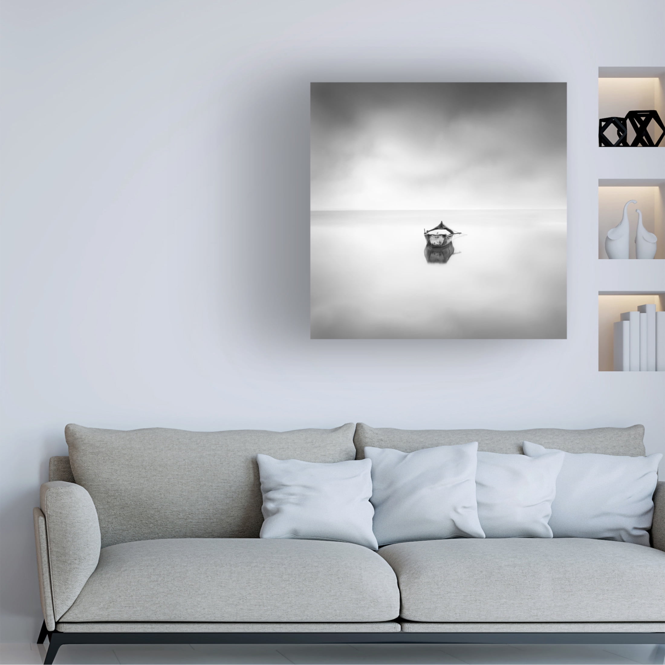 Canvas Wall Art - George Digalakis 'Lonely Boat' Wall Art for Living Room, Bedroom, or Office D?cor by Trademark Fine Art - 35 x 35 Inches