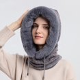thumbnail image 4 of Gorro de invierno para mujer con capucha, pelusa para la cara, para mantener el calor, estilo grueso, bufanda para el cuello, gorro con capucha, gorro de punto, calentador de cuello de Cachemira Sincero Hogar, 4 of 6