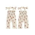 thumbnail image 2 of Rovasas Toddler Baby Girl Smocked Overalls Strawberry Tie Shoulder Jumpsuit, 2 of 9