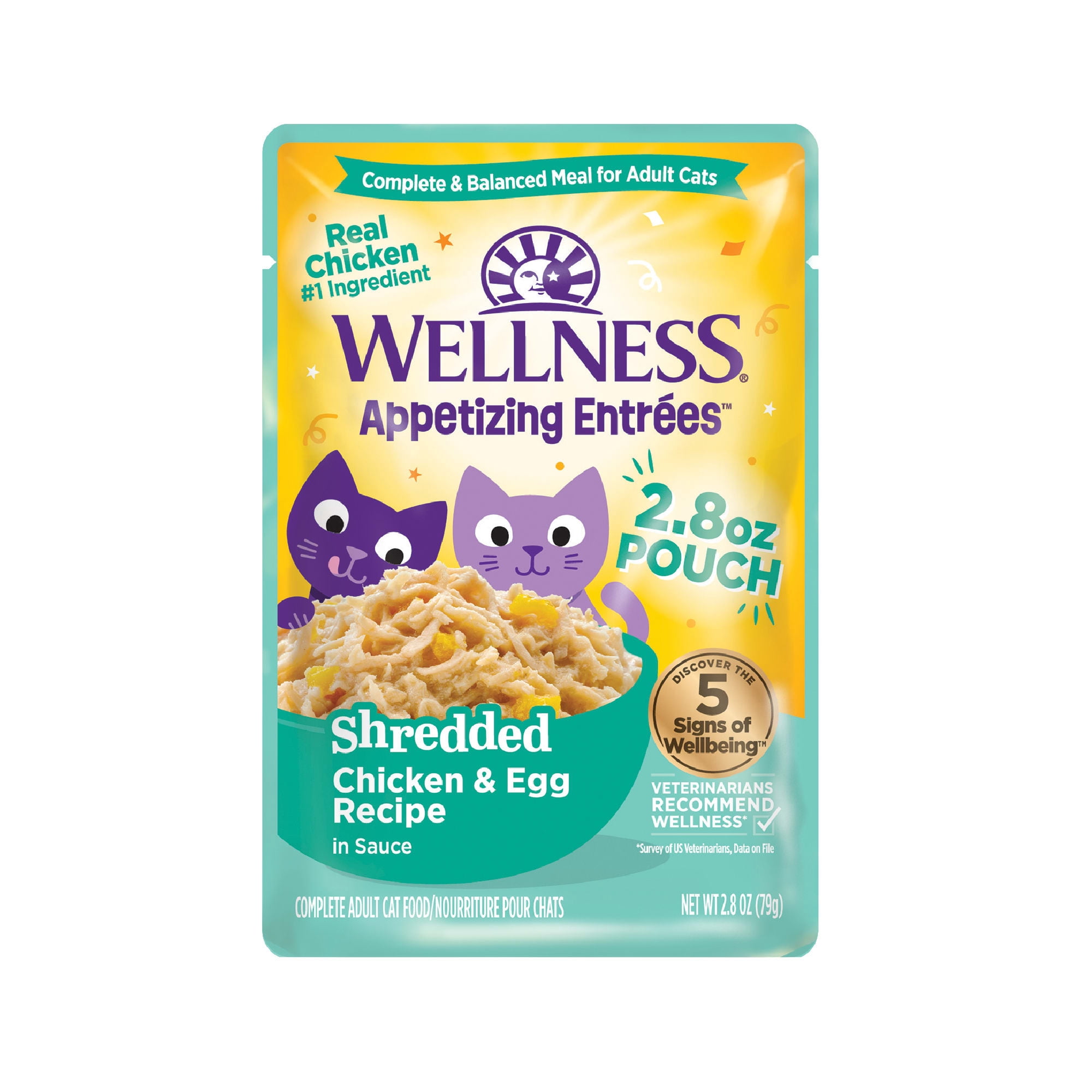 Wellness Appetizing Entrees Shredded Chicken & Egg Recipe Wet Cat Food, 2.8 oz., Case of 8