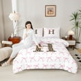 thumbnail image 4 of Castle Fairy Kids Children Teens Personalized Initial Alphabet H Full Size Comforter Sets 3-Piece,Dreamy Princess Bowknot Bedding Comforter Set,Cheetah Leopard Print Lightweight Bedding Sets, 4 of 8