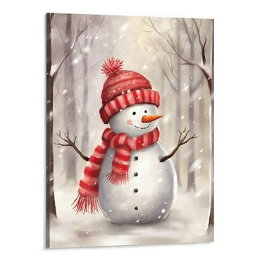 Creowell Christmas Decor Wall Art Farmhouse Snowman Wall Art Rustic Winter Pictures Santa Claus Canvas Painting Prints Framed Modern Home Decor Artwork Christmas Gift for Bathroom Living Room-16x20 In