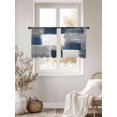 thumbnail image 3 of Navy Grey Abstract Art Sheer Curtains 45 inches Long 2 Panels Set White Graffiti Retro Gradient Tiers Sheers Rod Pocket Small Window Short Curtains for Kitchen Cafe, Each 52" W x 45" L, 3 of 7