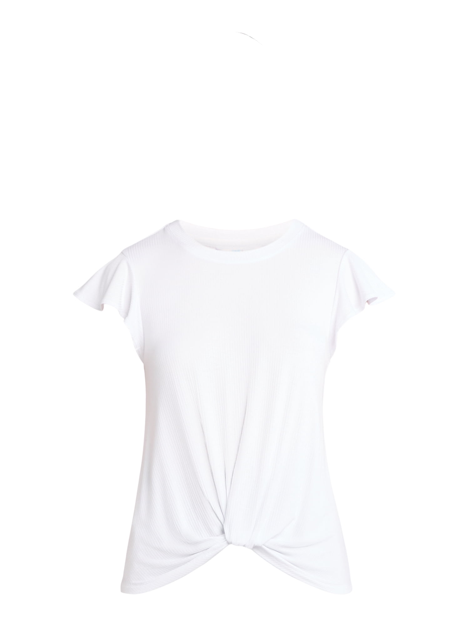 Time and Tru Women's Crew Neck Short Sleeve Flutter Twist Top, Sizes XS-XXXL