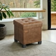 thumbnail image 6 of LEDREM 15" Ottoman Storage Bench, Foldable Footstool 660 lb Capacity with 10 Gallon Storage, Synthetic Leather, Coffee Brown, 6 of 7