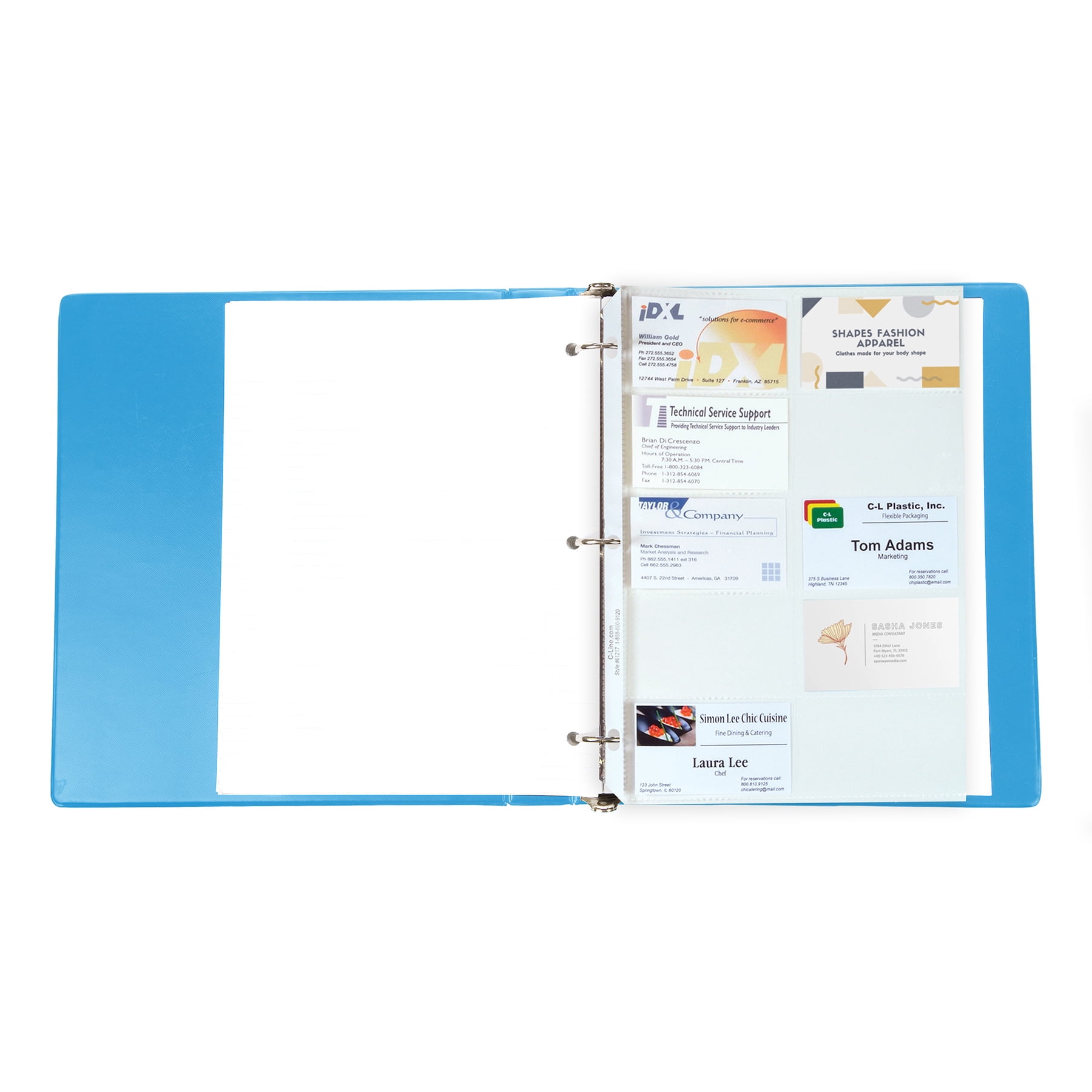 C-Line Business Card Holder, Poly without Tabs, Holds 20 Cards/Page, 11-1/4" x 8-1/8", 10 Per Pack, 10 Packs