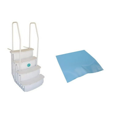 Main Access iStep Above Ground Swimming Pool Deck Entry Steps Ladder w/ Mat Pad