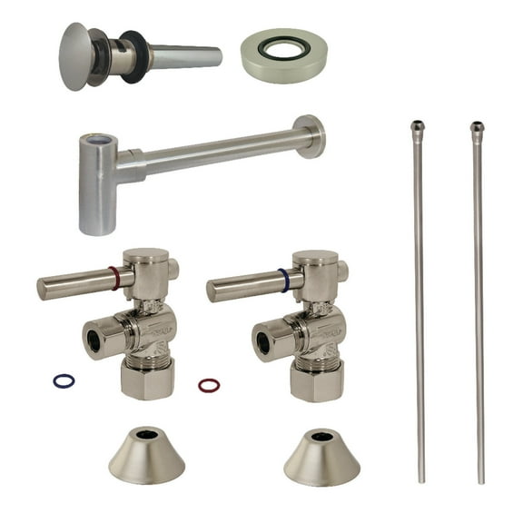 Kingston Brass CC53308DLVOKB30 Modern Plumbing Sink Trim Kit with Bottle Trap and Overflow Drain, Brushed Nickel