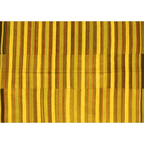 Ahgly Company Machine Washable Indoor Rectangle Southwestern Yellow Country Area Rugs, 5' x 7'
