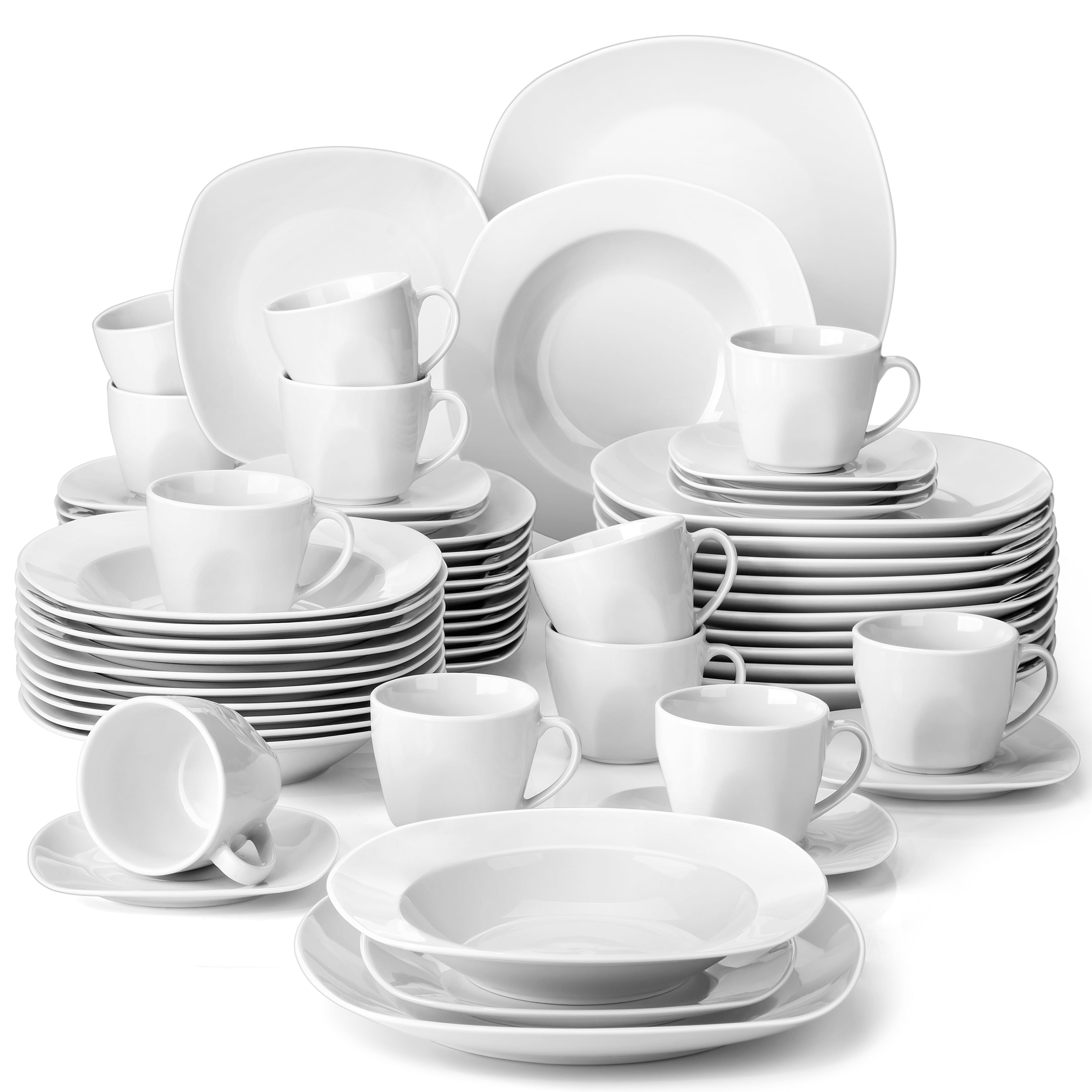 MALACASA Series Felisa Porcelain Dinnerware Set with Plates Bowls Cups Saucers 