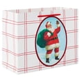 thumbnail image 1 of Hallmark Medium Horizontal Christmas Gift Bag (Santa on Red Plaid), 1 of 4