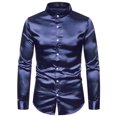 thumbnail image 5 of Lars Amadeus Men's Satin Band Collar Long Sleeve Slim Fit Solid Dress Shirts, 5 of 6