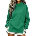 thumbnail image 2 of Dwellite Mock Neck Sweatshirt for Women Fall Turtleneck Long Sleeve Tops Oversized Pullover for Daily Wear,Sports,Going Out Green L, 2 of 6