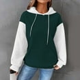 thumbnail image 2 of QATAINLAV Women's Colorblock Hooded Sweatshirt Waffle Knit Drawstring Hoodies Casual Long Sleeve Pullover with Pocket Streetwear Lightening Sales Army Green XL, 2 of 7