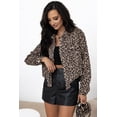 thumbnail image 4 of I AM A FASHION JUNKY Dark Khaki Leopard Print Corduroy Irregular Hem Buttoned Jacket, 4 of 8