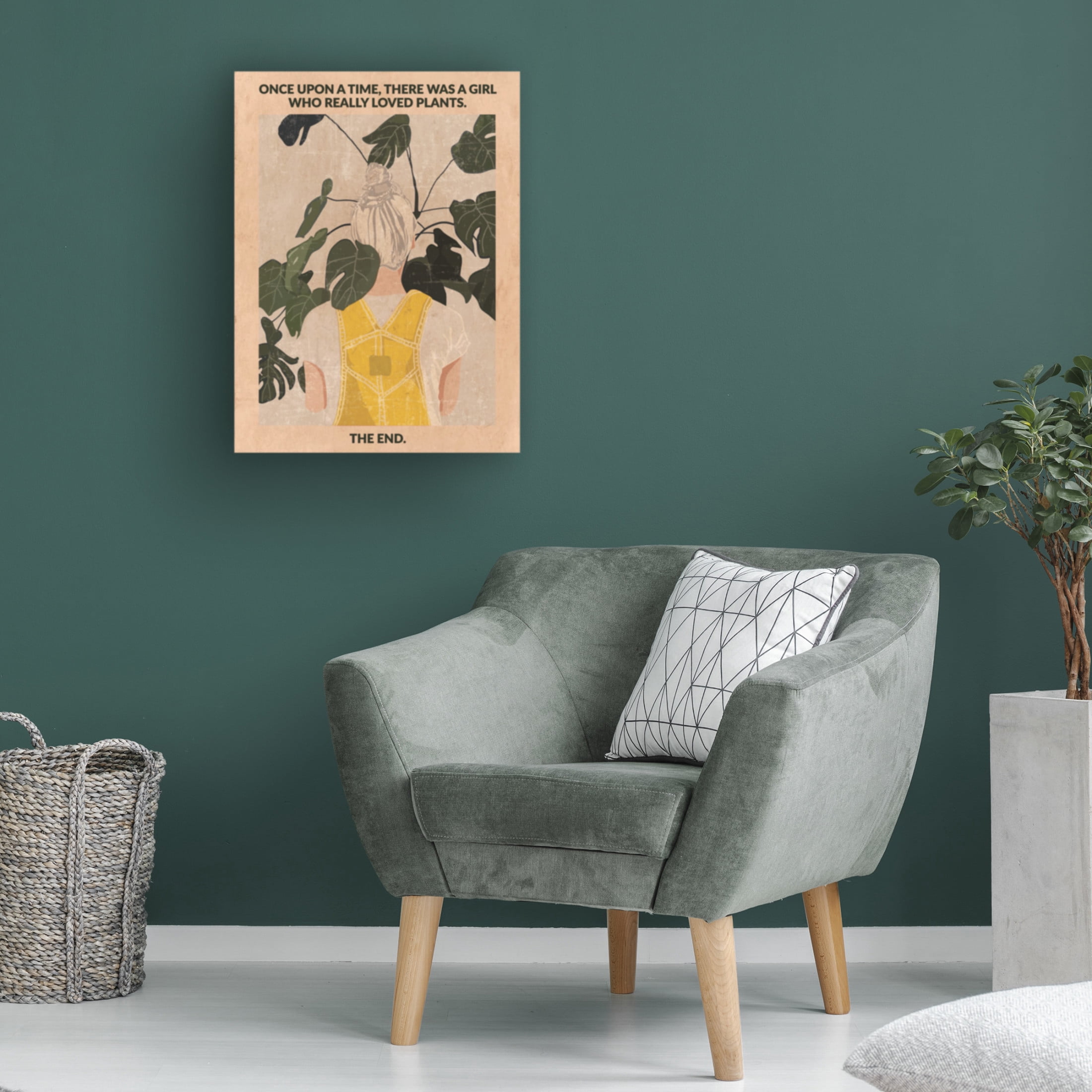 Trademark Fine Art Jon Downer  Plant Girl grey:vintage Canvas Wall Art