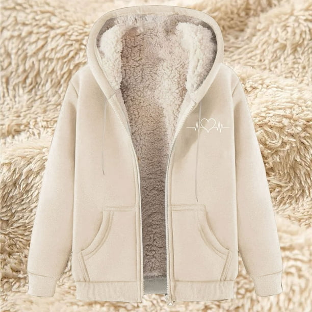 Chaqueta y sudadera informal con capucha de manga larga para mujer, con estampado de moda, de polar y capucha