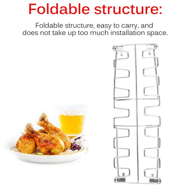 Chicken Leg and Wing Rack for Grill Smoker Oven Easy to Use 14 Slots Chicken Leg Rack Stainless Steel Chicken Wing Rack Chicken Drumstick Holder for Perfect Cook
